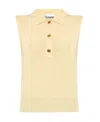 Ganni Sleeveless Polo Shirt In Brown