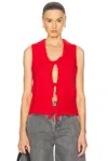 Ganni Bow Detailing Sleeveless Vest In Racing Red