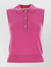 Ganni Logo-buttons Sleeveless Top In Cone Flower