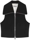 Ganni Zippered Peplum Vest Flared Cuffs In Black