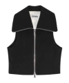 Ganni Zippered Peplum Vest Flared Cuffs In Black