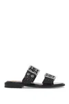 Ganni Buckled Eyelet-embellished Recycled Faux Patent-leather Sandals