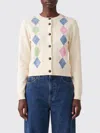 Ganni Diamond-pattern Cotton Cardigan In Neutral