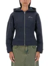Ganni Slim-fit Hoodie With Structured Silhouette In Blue