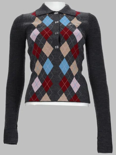 Ganni Slim Fit Polo Sweater For Women In Gray