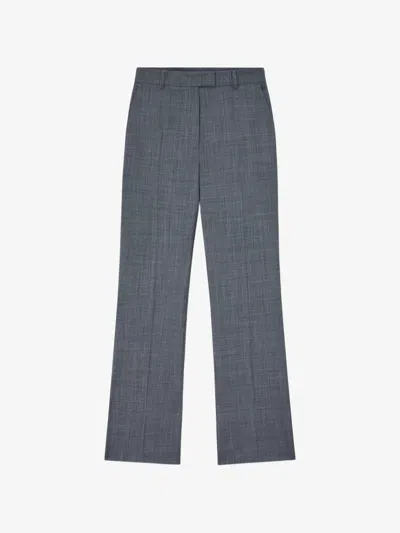 Ganni Slim-fit Button & Zip Wool-blend Pants With Belt Loops And Double Welt Pockets In Grigio