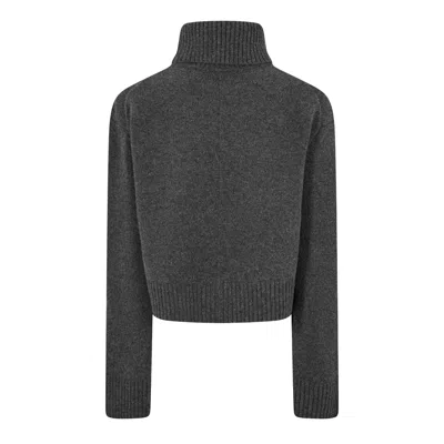 Ganni Slim-fit High-neck Knit Sweater In Gray