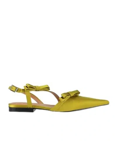Ganni Slingback Ballet Flats In Green