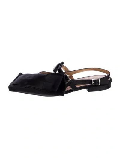Pre-owned Ganni Slingback Flats In Black