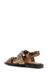 Ganni Bronze Slingback Ballet Flat Shoe With Buckles In Bronze