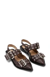 Ganni Slingback Pointed Toe Flat In Chocolate Fondant