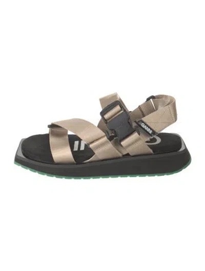 Pre-owned Ganni Slingback Sandals In Black
