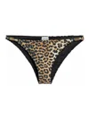 Ganni Recycled Leopard Printed Emblem Mini Briefs In Brown