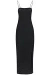 Ganni Crinkled Satin Midi Slip Dress In Black (black)