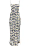 Ganni V-neckline Dress With Python Pattern In Safari (blue)