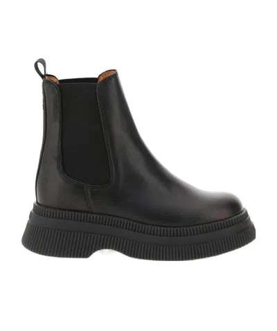 Ganni Slip-on Chelsea Boots In Black
