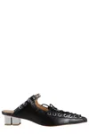 Ganni Womens Black Eyelets Lace-up Faux-leather Mules Eur 39 / 6 Uk