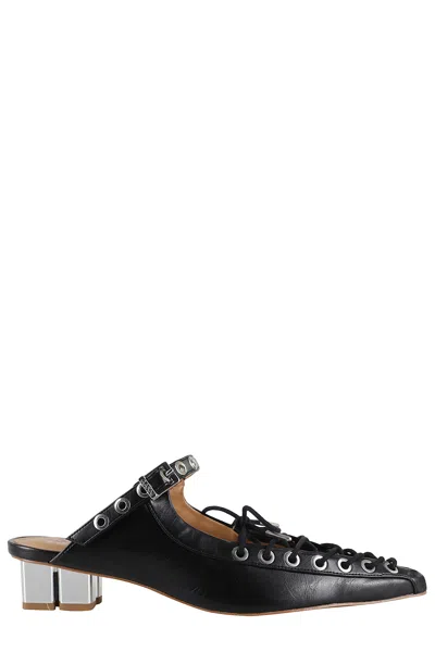 GANNI SLIPPER-MULE IN BLACK POLYURETAN