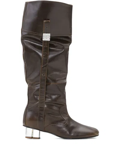 Ganni Slouchy Boot Butterfly In Green