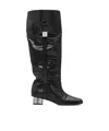 Ganni Butterfly Buckle Knee-high Slouchy Boots In Black