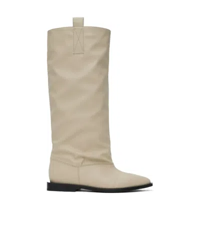 Ganni Slouchy Knee-high Boots In Nude