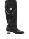 Ganni Butterfly Buckle Knee-high Slouchy Boots In Black