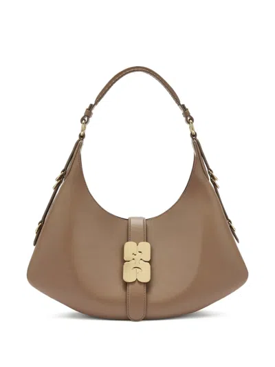 Ganni Smal Kat Buckle Shoulder Bag In Brown