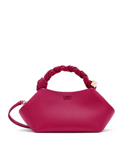 Ganni Small Bou Bag In Grained Red In Pink
