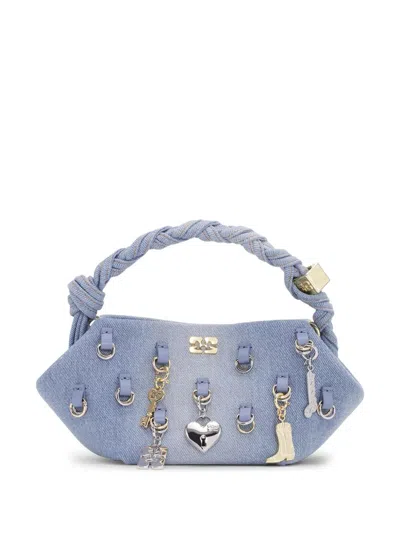 Ganni Small Bou Bag Tote Bag In Blue