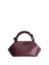 Ganni Bou Red Handbag With Butterfly Logo And Hand-braided Strands In Leather Woman