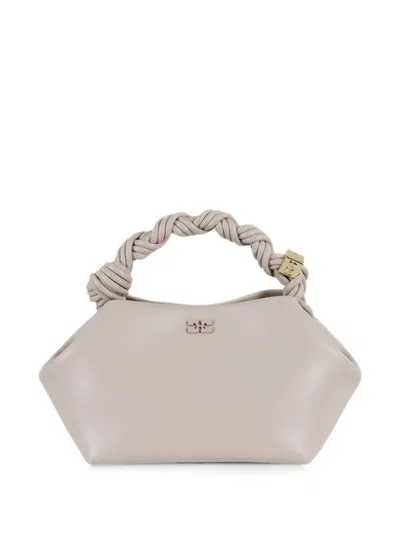Ganni Small Bou Braided-handle Tote Bag In Gray