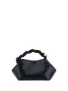 Ganni Small Bou Cocco Bag In Black Recycled Leather Blend
