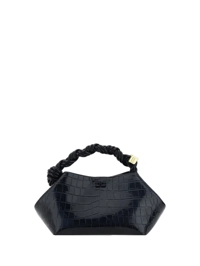 Ganni Small Bou Cocco Bag In Black Recycled Leather Blend