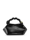 Ganni Small Bou Crocodile-effect Cross Body Bag In Black