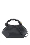 Ganni Bou Black Handbag With Butterfly Logo And Hand-braided Strands In Leather Woman In Black