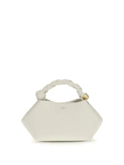 Ganni Small Bou Grained Tote Bag In White