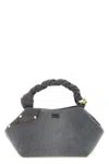 Ganni Small Bou Braided Handle Tote Bag In Gray
