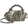 Ganni 'bou' Grey Handbag With Adjustable And Removable Shoulder Strap And Embossed Snakeskin Effect