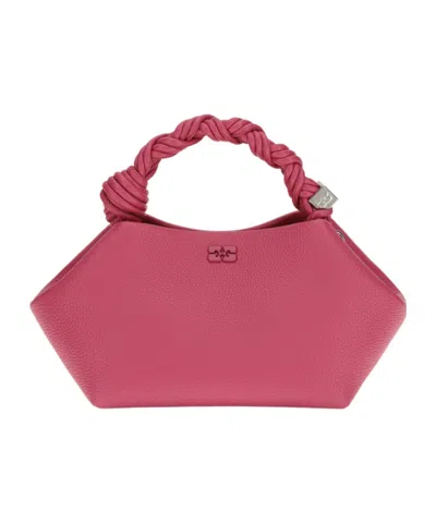 Ganni Small Bou Logo Detailed Shoulder Bag In Red