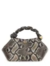Ganni Bou Small Python-effect Leather Top Handle Bag In Brown