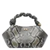 Ganni Women Small Bou Snake Handbag In Gray