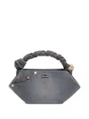 Ganni Small Bou Braided Handle Tote Bag In Gray
