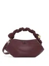 Ganni Bou Red Handbag With Butterfly Logo And Hand-braided Strands In Leather Woman In Red