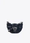 Ganni Small Bucky Denim Shoulder Bag In Blue