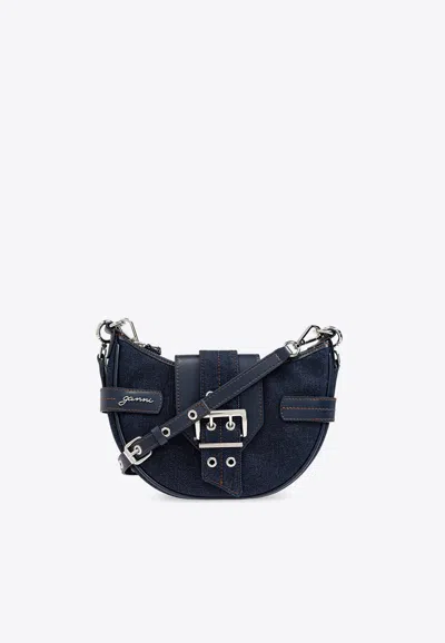 GANNI SMALL BUCKY DENIM SHOULDER BAG