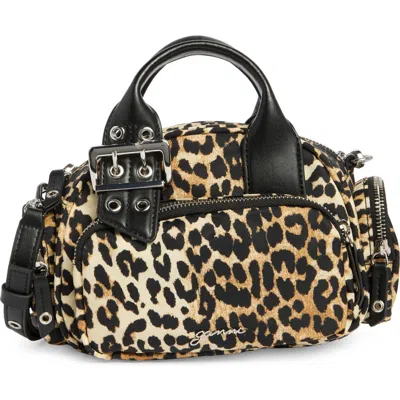 Ganni Small Bucky Polochon Print Crossbody Bag In Brown
