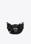 Ganni Small Bucky Denim Shoulder Bag In Black