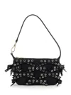 Ganni Denim Butterfly Bow Shoulder Bag In Black