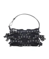 Ganni Denim Small Bow Eyelet Butterfly Pouch Bag In Black