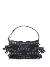 Ganni Navy Blue Bow Detailing Shoulder Bag In Blue